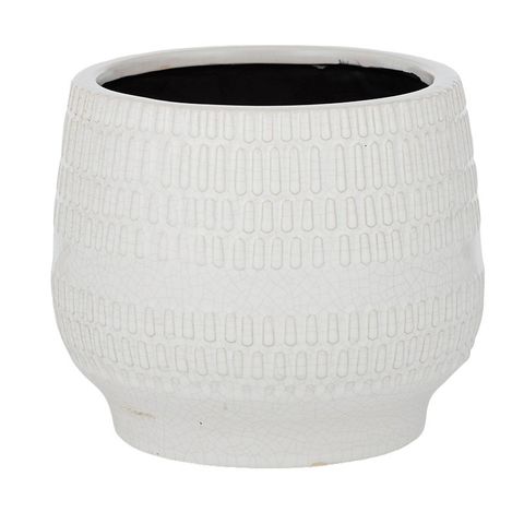 Perle Ceramic Indoor Plant Pot in white crackle glaze